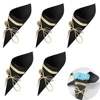 50PCS Retro Folding Kraft Paper Finger Food Cone Bouquet Candy Chocolate Bags Boxes Wedding Party Gifts Packing with Hemp Ropes