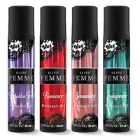 Wet Elite Femme Aromatherapy Sensual Body and Bath Massage Oils - (4) 1 Ounce Assortment Pack - For Women, Men and Couples