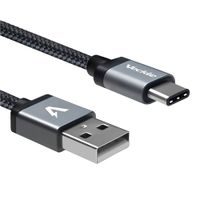 Veckle Type C 6.6ft USB C Cable Braided with Aluminum Connector for Samsung Galaxy S8, S8 Plus, Pixel, Nexus 5X, 6P, OnePlus 2, Nokia N1, Nintendo Switch, LG G5, G6 and More USB Type C Devices, Black