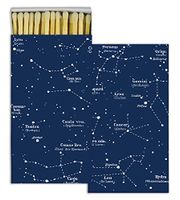 HomArt Large Decorative Constellations Candle and Fireplace Wood Matches (Set of 36)