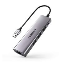 UGREEN USB 3.0 Ethernet Adapter Hub with RJ45 10/100/1000 Gigabit Ethernet Converter LAN Wired Network Adapter 3 Ports USB 3.0 Hub for MacBook, iMac, Surface Pro, Chromebook, Laptop, PC