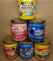 Smoke Odor Exterminator 13oz Jar Candles Happy Daze, Assortment (6) Rasta Love, Frangipani, Cabin Night, Peace & Love & Nag Champa.
