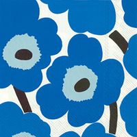 Ideal Home Range 20-Count 3-Ply Paper Cocktail Napkins, Blue Unikko