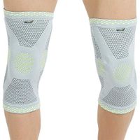 Neotech Care Knee Brace Sleeve (1 Pair) - Patella Silicone Ring Pad - Flexible Spring Hinge - Light, Elastic & Breathable Fabric - for Men, Women, Youth - Right or Left - Grey (Size L)