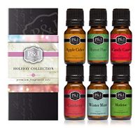 Holiday Set of 6 Premium Grade Fragrance Oils - Mistletoe, Candy Cane, Wintermint, Apple Cider, Cranberry, and Forest Pine - 10ml