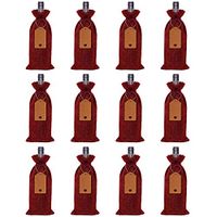 Mocoum Wine Bags Wine Gift Bags with Drawstrings, Single Reusable Wine Bottle Covers with Ropes and Tags (12 pack, Red)