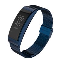 MIJOBS Compatible with Fitbit Inspire HR Bands/Fitbit Inspire Band, Stainless Steel Metal Strap Replacement Wristbands Water Resistant Bracelet Accessories for Women Men (Blue)