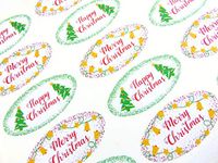 Pack of 30 Merry Happy Christmas Oval Stickers, Colorful Envelope Seals Labels for Cards, Festive Craft and Decoration