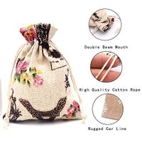 HTWY 50 pcs 10x14cm Burlap Bags, Printed Cotton Bag Christmas Drawstring Gift Bags, for Wedding/Party/Birthday/DIY Craft/Candy/Cookie/Chocolates/Jewelry,EiffelTower