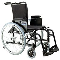 Drive Medical Cougar Ultra Lightweight Rehab Wheelchair with Various Arms Styles and Front Rigging Options, Black, 16 Inch