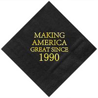 Crisky 30th Birthday Disposabel Napkins Black and Gold Dessert Beverage Cocktail Cake Napkins 30th Birthday Decoration Party Supplies, Making America Great Since 1990, 50 Pack 4.9"x4.9" Folded