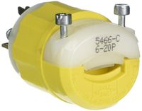 Leviton 5466-CY 20 Amp, 250 Volt, Straight Blade, Plug, Industrial Grade, Grounding, Yellow-White