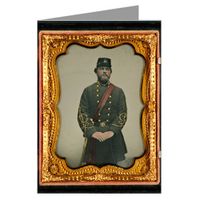 12 Vintage Notecards of Southern Civil War Soldier in Captain's Uniform, Red Sash, and Kepi Marked V.v. from Civil War