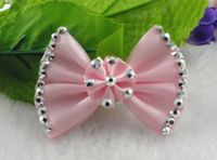12pcs Bow Tie and Diamond Ribbon Flower Appliques Craft Wedding Lots Upick (Pink)