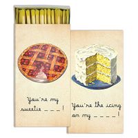 HomArt Large Decorative Sweet Things Candle and Fireplace Wood Matches (Set of 6)