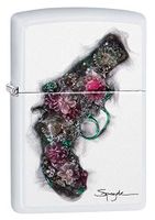 Custom Personalized Zippo White Matt Spazuk Pistol Windproof Lighter Free Engraving #29894