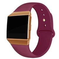 NAHAI Compatible Fit bit Ionic Bands, Soft Silicone Replacement Strap Accessory Breathable Wristbands for Fit bit Ionic Smart Watch, Large Small (Wine Red with Rose Button, Small(5.8''-7.9''))