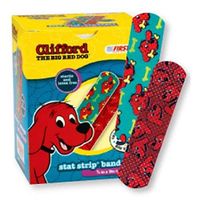 Clifford the Big Red Dog Stat Strip Bandages, 100 Count, 3/4"x3", Sterile and Latex-free