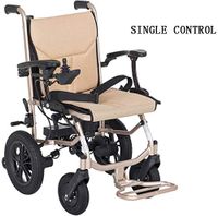 Comfortable wheelchair electric wheelchair.Double folding lightweight lithium battery intelligent light 4x4 disabled elderly motorcycle 15 kg, double control / dual control ( Size : Single Control )