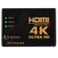 wewa98698 3 in 1 Out 4Kx2K 4Kx2K HDMI Switcher Box,Ultra HDTV 4K HDMI Switcher Splitter Box for DVD HDTV Xbox PS3 PS4 - Black