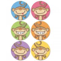 Monkey Envelope Seals - Set of 144 Self-Adhesive, Flat-Sheet, 1-1/2" Sticker Seals, By Colorful Images