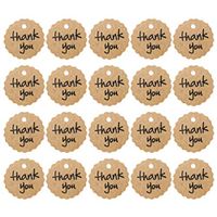 UPKOCH 200PCS Thank You Tags Round Brown Kraft Paper Tag Gift Wrapping Tags with String for Baby Shower Wedding Christmas Holiday New Year Party Gift Decorations