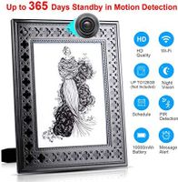 Spy Camera Wireless Hidden - Hidden Cam WiFi Photo Frame - Nanny Cams with Cell Phone APP - 720HD Night Vision & Motion Detection 365 Days Battery Powered Standby Instant Alerts (Black#)