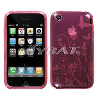 Asmyna IPHONE3GCASKCA017 Slim and Durable Protective Cover for iPhone 3 - 1 Pack - Retail Packaging - Pink Butterfly