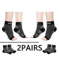 AVIDDA Ankle Brace for Men Women 2 Pairs Plantar Fasciitis Socks with Arch Support Compression Foot Sleeve for Achilles Tendon Support Sprained Ankle Swelling Flat Feet Black M