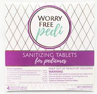 Worry Free Pedi sanitizing tablets for pedicure, help prevent toenail fungus, athletes foot, foot odor and dry cracked feet.