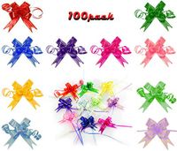 LIRec 100PCS Ribbon Pull Bows Christmas Gift Wrapping Decorative Assorted Colors for Christmas Bows, Baskets, Wine Bottles Decoration, Gift Wrapping and Decoration Present.