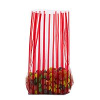 Red Vertical Stripes Cello Bags 5" X 3" X 11 1/2" Halloween - 1.2 mil Thick