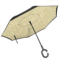 homecoco C-Handle Parasol Folding Birthday,Abstract Present Boxes with Flowers Ribbons Bows on a Backdrop with Circles, Beige Pale Green Sun Parasol