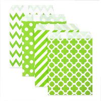 KEYYOOMY 100 Pcs Candy Buffet Bags Small Paper Treat Bags (Lime Green, 5 inch X 7 inch)