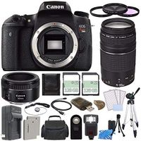 Canon EOS Rebel T6s DSLR Camera (Body Only) + Canon EF 50mm f/1.8 STM Lens + Canon EF 75-300mm f/4-5.6 III Lens + Extra Battery + Charger + 128GB + Remote + Card Reader + Tripod Bundle 128
