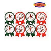 80Pcs Merry Christmas Gift Tags Stickers Badge Stickers Labels Christmas Tree Elk Decorative Seal Stickers for Cards Gift Envelopes Boxes