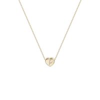 Tiny Gold Initial Heart Necklace-14K Gold Filled Handmade Dainty Personalized Letter P Heart Choker Necklace Gift for Women Kids Child Alphabet Necklace Jewelry (P)
