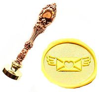 MNYR Vintage Love Heart letter Wings Wax Seal Stamp Luxury Bronze Metal Peacock Decorative Wedding Invitations Gift Card Paper Stationary Envelope Seals Custom Logo Monogram Wax Seal Sealing Stamp Set