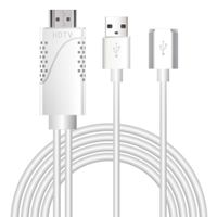 Goodtrade81 2 in1 USB to HDMI 4K HD 1080P Digital HDTV TV AV Adapter Cable Cord for iPhone XS/XS MAX/XR (White)