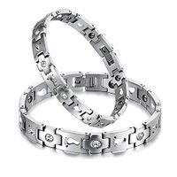 His or Hers Matching Set Couple Titanium Bangle Bracelet Magnetic Simple Korean Style Anti-fatigue in a Gift Box (His)