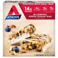 Atkins Protein-Rich Meal Bar, Blueberry Greek Yogurt, 5 Count each pack, 8.4 Ounce (Pack of 1)