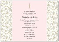Vintage Floral III Taupe & Pink Baptism Invitations Christening Invitations - Set of 20