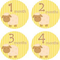 Home-organizer Tech Baby Month Stickers Cartoon Sheep Boy Girl 1-12 Monthly Milestone Sticker Best Birthday Shower Gift Party Photo Age Sticker