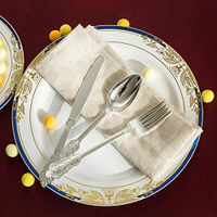Tableclothsfactory 72 PCS Metallic Silver Baroque Disposable Plastic Cutlery Set for Wedding Party Banquet Events Candy Buffet
