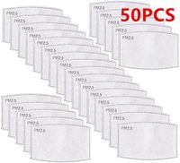50PCS PM2.5 Activated Carbon Filter Replaceable Anti Haze Filter Paper [SHIPPING 4-1, [Shipping 5-10 Days] Breathing Insert 5 Layers Protective Filter for Men Women