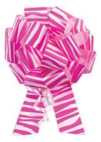 5 Inch Pink Zebra Print Pull Bows Party Supplies Decorations, 10 Pack
