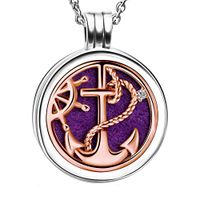 ANGEMIEL 925 Sterling Silver Aromatherapy Necklace Rose Gold Anchor Rudder Nautical Essential Oil Diffuser Locket Necklace