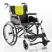 HAMIMI Wheelchair Lightweight Aluminum Alloy Portable Manual Wheelchair Disabled Travel Trolley Transport Folding Wheelchair Portable Travel Chair Mobility Wheelchai