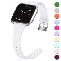 Hamile for Fitbit Versa/Versa 2/SE/Lite Bands, Slim Soft Silicone Wristbands Fitness Straps Replacement Belt for Fitbit Versa Lite Edition Fitness Smart Watch Band, Women Men Kids, Large (White)