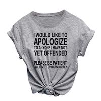 general3 Women Short Sleeve T-Shirt Fashion Plus Size O-Neck Letter Print Tops Tee Loose Blouse (Gary 1, X-Large)